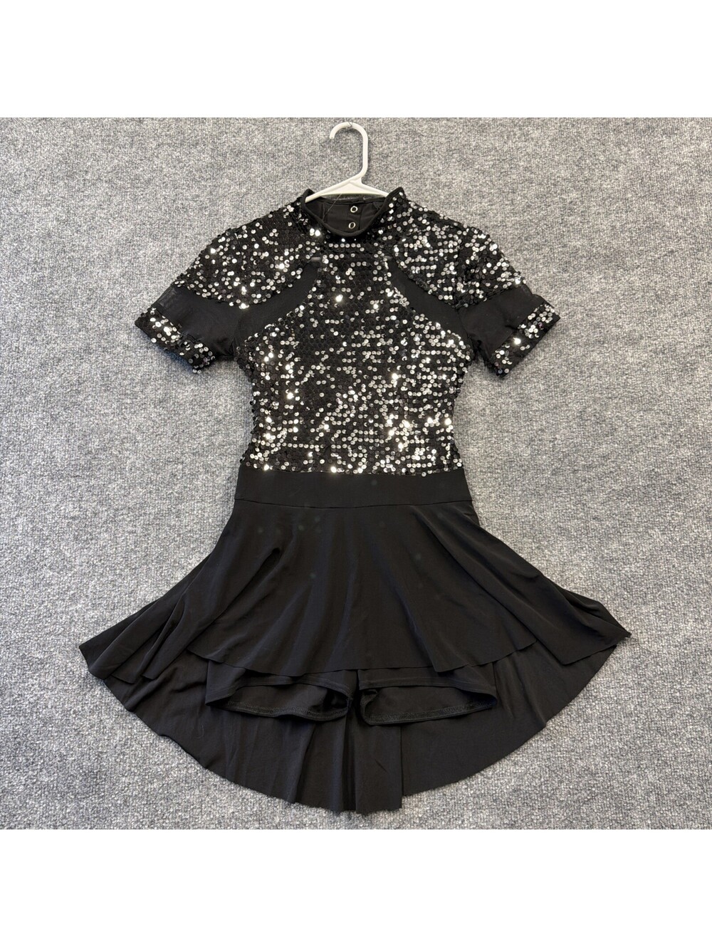Kelle Black Sequins Dance Costume Woman’s Size Small Bow in back